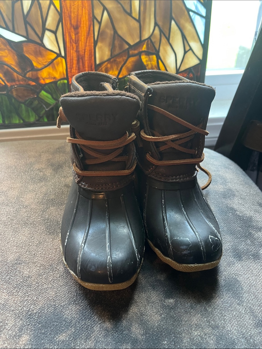Sperry Kids Black & Brown Lace-Up Duck Boots